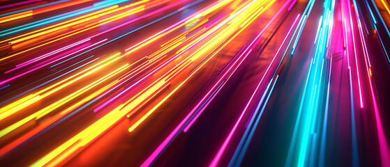 Velocity in Motion: Abstract Futuristic Speed on the Highway - Blurred Lines and Neon Glow, Dynamic Transportation