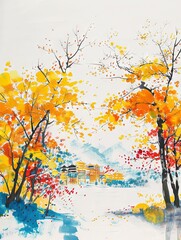 Obraz na płótnie Canvas Portland Oregon, white background, colorful ink style illustration,