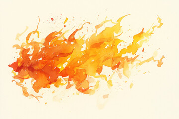 Autumn Blaze Watercolor Explosion Vibrant Orange and Yellow Splashes