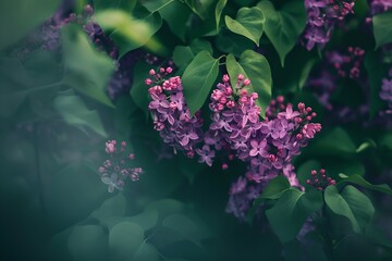 Lush Lilac Blossoms in a Verdant Garden. Dreamy Floral Scene with Soft Focus. Nature-Inspired Vivid Imagery. Botanical Beauty. Generative AI