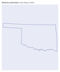Oklahoma, United States. Simple vector map. State shape. Outline style. Border of Oklahoma. Vector illustration.