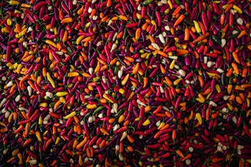 Vibrant Chili Peppers Assortment Textured Background. Colorful Spice Concept. Culinary Ingredient Diversity. . Generative AI