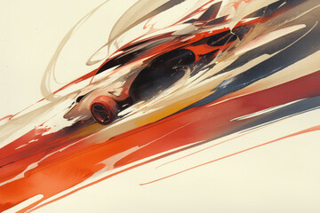 Racing Red Abstract - Dynamic Strokes of Speed and Motion