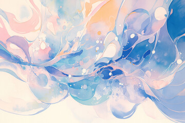 Fototapeta na wymiar Dreamlike Watercolor Abstraction: Soft Swirling Shapes
