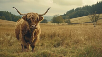 Bull, Scottish Highlands generative ai - obrazy, fototapety, plakaty