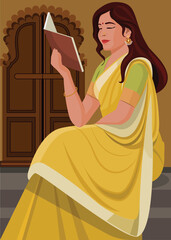 Indian Woman Reading Book
