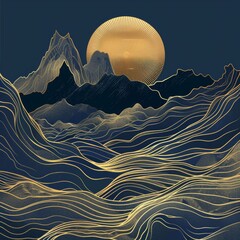 landscape with mountains and moon background