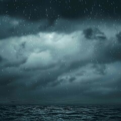 night sky and clouds and rain in sea
