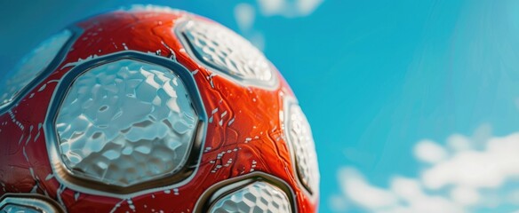 High-resolution close-up of a modern soccer ball, focusing on the unique texture and design of the...