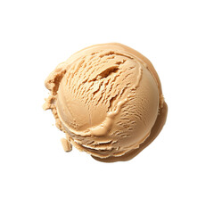 Scoop of tasty chocolate ice cream isolated on transparent background, top view