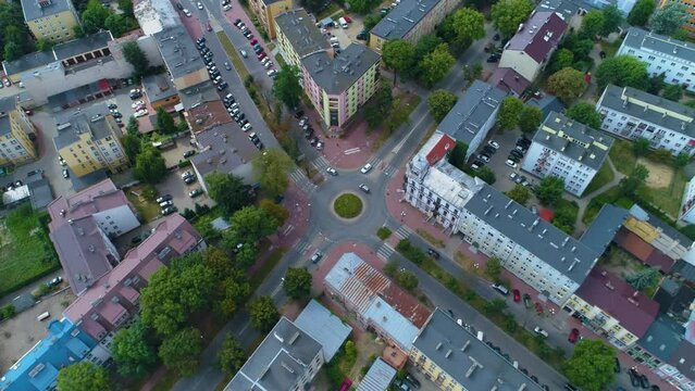 Top Down Rondo Siedlce Street Kilinskiego Aerial View Poland