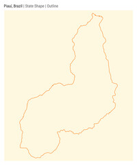 Piaui, Brazil. Simple vector map. State shape. Outline style. Border of Piaui. Vector illustration.