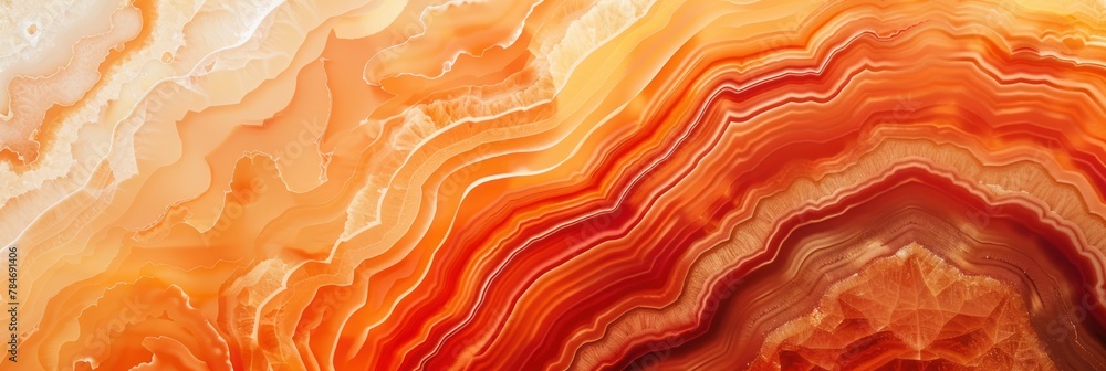 Poster abstract background banner with an intricate banner of orange and red geode patterns that could be u