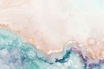 a soft pastel geode pattern with crystalline structures and golden accents, which could be used as a luxurious background for web design or as a print for high-end stationery products. - obrazy, fototapety, plakaty