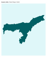 Assam, India. Simple vector map. State shape. Solid style. Border of Assam. Vector illustration.