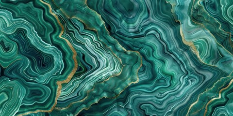 A kintsugi malachite pattern with swirling green and turquoise hues, ideal for vibrant branding materials or as an immersive background in digital art projects. - obrazy, fototapety, plakaty