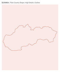 Slovakia plain country map. High Details. Outline style. Shape of Slovakia. Vector illustration.