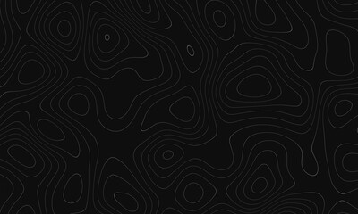 Abstract topographic contour map concept, cartography geographic terrain pattern design, topo wavy black and white mountain surface, liquid line art background animation - obrazy, fototapety, plakaty