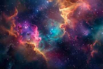 A vibrant and vivid expanse of space showcasing an abundance of stars and celestial bodies, A vivid pattern of space dust and interstellar clouds, AI Generated - obrazy, fototapety, plakaty