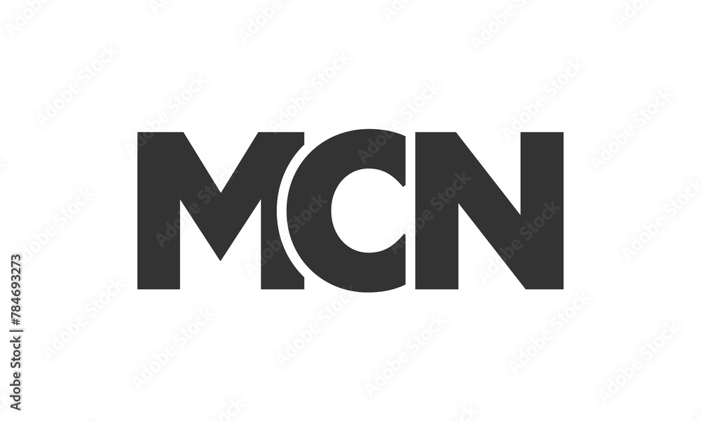 Poster MCN logo design template with strong and modern bold text. Initial based vector logotype featuring simple and minimal typography. Trendy company identity.