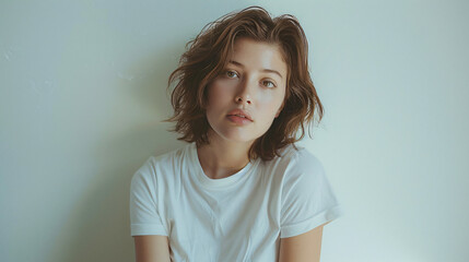 Fototapeta premium young woman with a short summer hairstyle