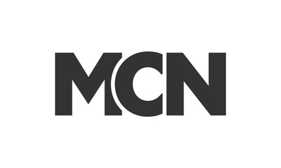 MCN logo design template with strong and modern bold text. Initial based vector logotype featuring simple and minimal typography. Trendy company identity.