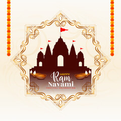 Happy Ram Navami beautiful Hindu festival religious background design - obrazy, fototapety, plakaty