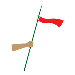 hand grab bamboo with flag