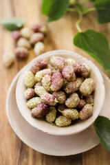 Delicious sweet white mulberry in a plate