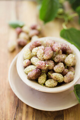 Delicious sweet white mulberry in a plate