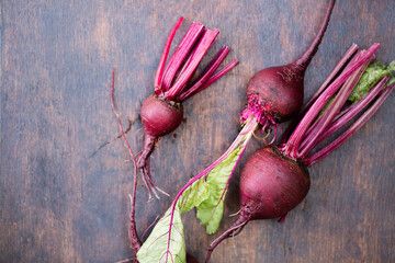 Fresh organic beets, with tops