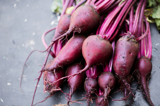Fresh organic beets, with tops
