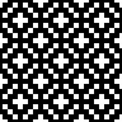 Seamless pattern. Checks, crosses ornament. Squares, plusses wallpaper. Ethnic motif. Tiles, forms backdrop. Geometric background. Mosaic illustration. Digital paper, textile print, abstract vector