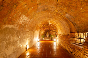Wat Umong Temple, Chiang Mai. Thailand. Buddha statue in the tunnel.