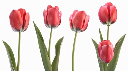 Naklejka premium tulips on white background generative ai
