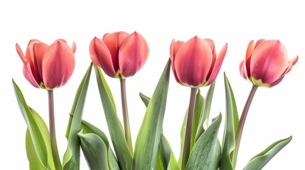 Naklejka premium tulips on white background generative ai