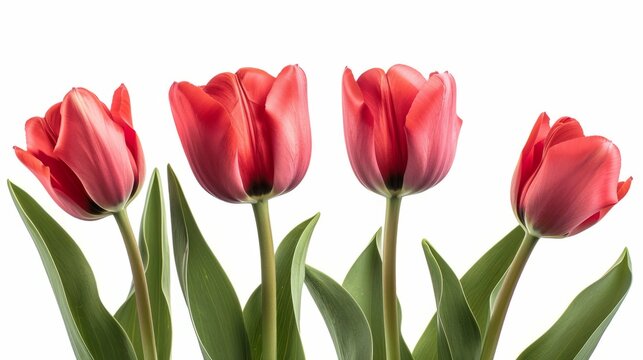 tulips on white background generative ai