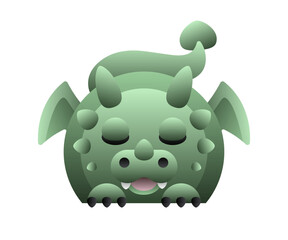 Abstract Simple Rounded Sleepy Baby Dragon. Celebration. Christmas, New Year. Chinese Calendar 1952, 1964, 1976, 1988, 2000, 2012, 2024, 2036, 2048, 2060 years.