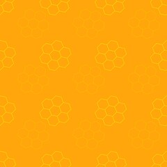Yellow honeycomb on orange background repeating pattern
