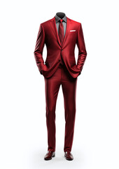 Elegant red men's suit isolated on a transparent background