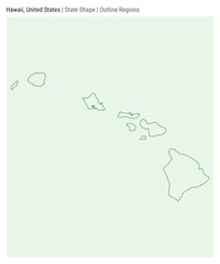 Hawaii, United States. Simple vector map. State shape. Outline Regions style. Border of Hawaii. Vector illustration.