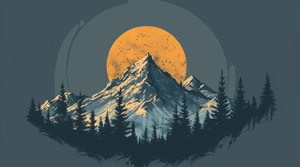 Mountain illustration for outdoor adventures, perfect for t-shirts and more!