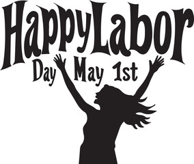 Happy Labor Day hand lettering text, silhouette of Labor Day concept. Vector Illustration