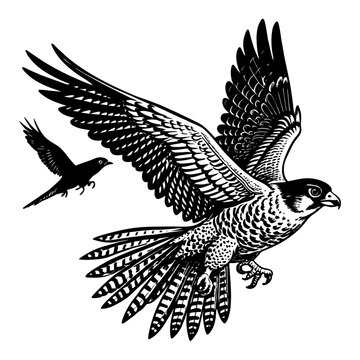black and white falcon soaring clip art preview