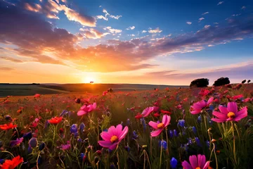 Türaufkleber the beauty of a blooming field of wildflowers stretching to the horizon © Muhammad