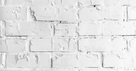 Fototapeta premium white wall with horizontal rectangular bricks and a white background 