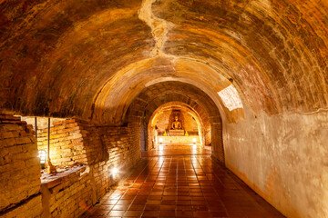 Wat Umong Temple, Chiang Mai. Thailand. Buddha image in the tunnel.