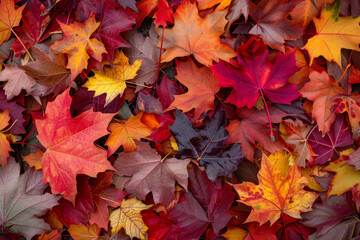 Naklejka na ściany i meble Vibrant Autumn Leaves Mosaic in Full Color Spectrum