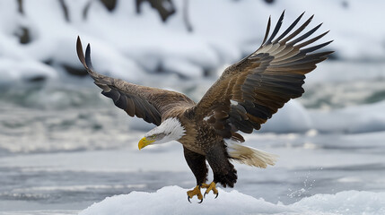 Birds of Prey Soar in the Sky: Eagle and Hawk in Flight