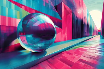 Craft a striking digital rendering of a sleek, abstract sculpture merging with futuristic elements, utilizing CG 3D rendering for vibrant, unexpected camera angles,  , 3D render,